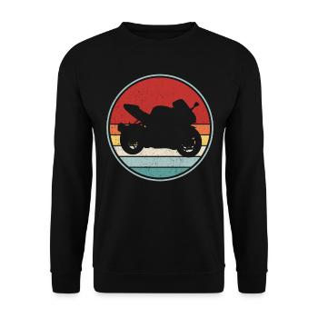 Biker Racer Motorrad Mountain Oldtimer Motor - Unisex Pullover - Schwarz - Vorne - Alina (178cm) & Michal (187cm)