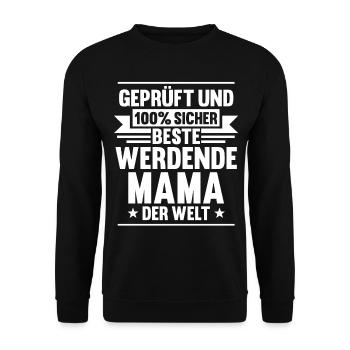 Werdende Mama Schwanger - Unisex Pullover - Schwarz - Vorne - Alina (178cm) & Michal (187cm)