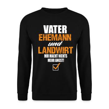 Vater Ehemann und Landwirt - Unisex Pullover - Schwarz - Vorne - Alina (178cm) & Michal (187cm)