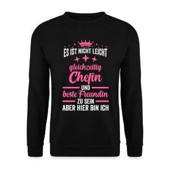 Chefin Beste Freundin - Unisex Pullover - Schwarz - Vorne - Alina (178cm) & Michal (187cm)