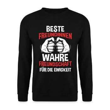 Beste Freundin - Unisex Pullover - Schwarz - Vorne - Alina (178cm) & Michal (187cm)