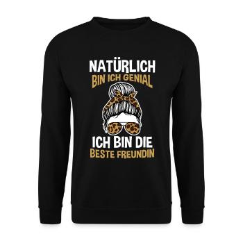 Beste Freundin - Unisex Pullover - Schwarz - Vorne - Alina (178cm) & Michal (187cm)