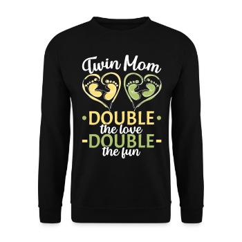 Twin Mom Double Love Double The Fun Pregnant Two B - Unisex Pullover - Schwarz - Vorne - Alina (178cm) & Michal (187cm)