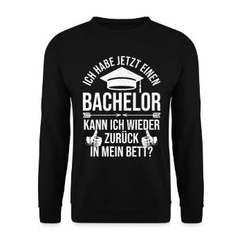 Bachelor Abschluss Absolvent BWL Student Studium - Unisex Pullover - Schwarz - Vorne - Alina (178cm) & Michal (187cm)