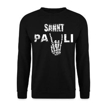 St Pauli. Éventail St pauli Éventail Paulianer Hamburger - Sweat-shirt Unisexe - noir - Devant - Alina (178cm) & Michal (187cm)