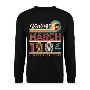 Born in March 1984 Vintage - Unisex Sweatshirt - black - Front - Alina (178cm) & Michal (187cm)