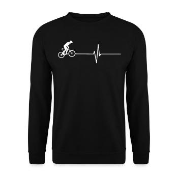 Rennrad Fahrrad Herzschlag - Unisex Pullover - Schwarz - Vorne - Alina (178cm) & Michal (187cm)