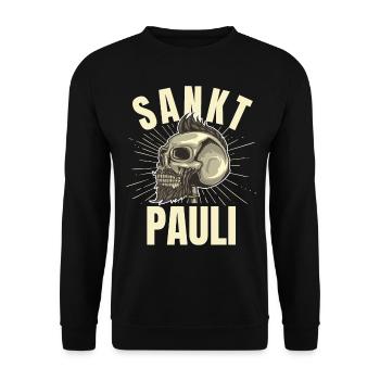 St Pauli. Éventail St pauli Éventail Paulianer Hamburger - Sweat-shirt Unisexe - noir - Devant - Alina (178cm) & Michal (187cm)
