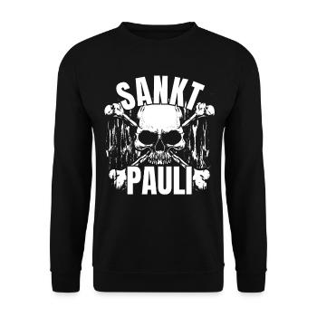 St Pauli. Éventail St pauli Éventail Paulianer Hamburger - Sweat-shirt Unisexe - noir - Devant - Alina (178cm) & Michal (187cm)