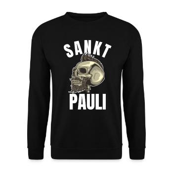 St Pauli. Éventail St pauli Éventail Paulianer Hamburger - Sweat-shirt Unisexe - noir - Devant - Alina (178cm) & Michal (187cm)