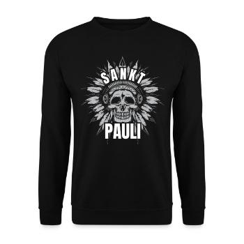 St Pauli. Éventail St pauli Éventail Paulianer Hamburger - Sweat-shirt Unisexe - noir - Devant - Alina (178cm) & Michal (187cm)