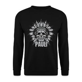 St Pauli. Éventail St pauli Éventail Paulianer Hamburger - Sweat-shirt Unisexe - noir - Devant - Alina (178cm) & Michal (187cm)