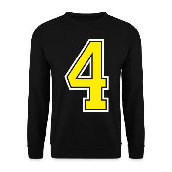 Zahl 4 Gelbes Design - Unisex Pullover - Schwarz - Vorne - Alina (178cm) & Michal (187cm)