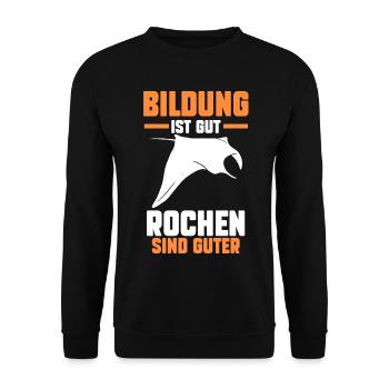 Rochen Mantarochen - Unisex Pullover - Schwarz - Vorne - Alina (178cm) & Michal (187cm)
