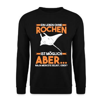 Rochen Mantarochen - Unisex Pullover - Schwarz - Vorne - Alina (178cm) & Michal (187cm)