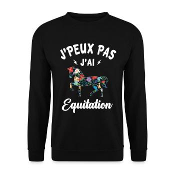 J peux pas j ai Equitation - Sweat-shirt Unisexe - noir - Devant - Alina (178cm) & Michal (187cm)