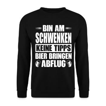 Bin Am Schwenken Keine Tipps Bier Bringen Abflug - Unisex Pullover - Schwarz - Vorne - Alina (178cm) & Michal (187cm)