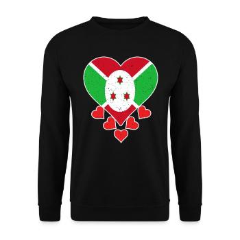 Burundi Love heart flag for Burundian pride - Unisex Sweatshirt - black - Front - Alina (178cm) & Michal (187cm)