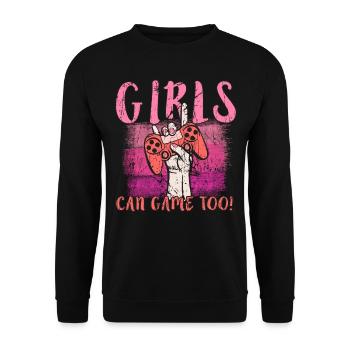 Gaming Girls peut jouer trop Gamer Girl - Sweat-shirt Unisexe - noir - Devant - Alina (178cm) & Michal (187cm)