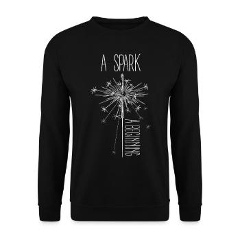 A Spark A Beginning Motivational Sparkler Design - Unisex Sweatshirt - black - Front - Alina (178cm) & Michal (187cm)