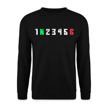 Motorrad Motorradfahrer Schaltung - Unisex Pullover - Schwarz - Vorne - Alina (178cm) & Michal (187cm)
