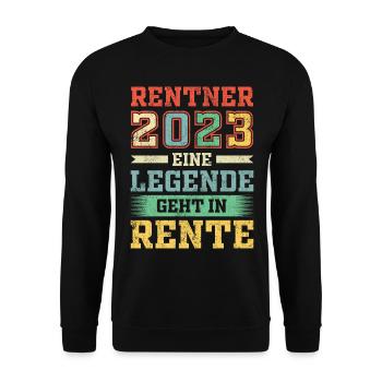 Rentner 2023 | Eine Legende geht in Rente - Unisex Pullover - Schwarz - Vorne - Alina (178cm) & Michal (187cm)