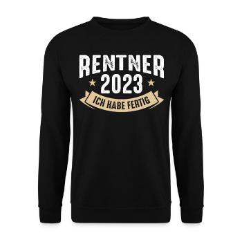 Rentner 2023 - Ich habe fertig - Unisex Pullover - Schwarz - Vorne - Alina (178cm) & Michal (187cm)