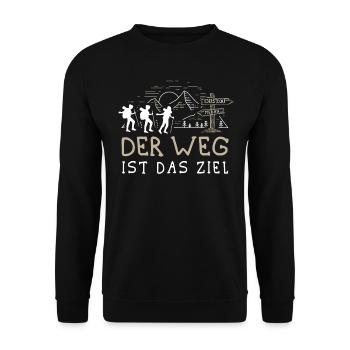 Buen Camino Alpenüberquerung Oberstdorf Meran E5 - Unisex Pullover - Schwarz - Vorne - Alina (178cm) & Michal (187cm)