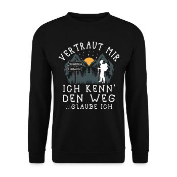 Alpenüberquerung Tegernsee Sterzing Pilgerweg - Unisex Pullover - Schwarz - Vorne - Alina (178cm) & Michal (187cm)
