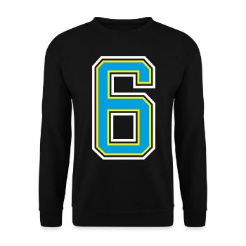 Number Number 6 In Blue - Unisex Sweatshirt - black - Front - Alina (178cm) & Michal (187cm)