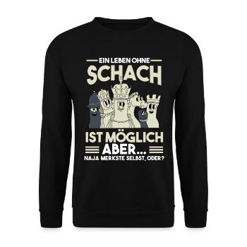 Schach - Unisex Pullover - Schwarz - Vorne - Alina (178cm) & Michal (187cm)