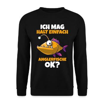Anglerfisch - Unisex Pullover - Schwarz - Vorne - Alina (178cm) & Michal (187cm)