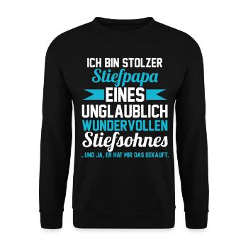 Stiefsohn Stiefpapa Stiefvater - Unisex Pullover - Schwarz - Vorne - Alina (178cm) & Michal (187cm)
