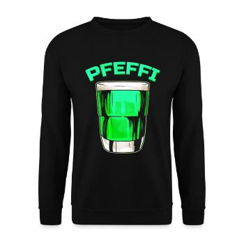 Pfeffi Crew Schnapsglas - Pfeffi - Unisex Pullover - Schwarz - Vorne - Alina (178cm) & Michal (187cm)
