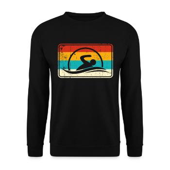 Schwimmen Schwimmer Logo Retro - Unisex Pullover - Schwarz - Vorne - Alina (178cm) & Michal (187cm)