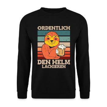 Ordentlich den Helm lackieren Bier Spruch - Unisex Pullover - Schwarz - Vorne - Alina (178cm) & Michal (187cm)