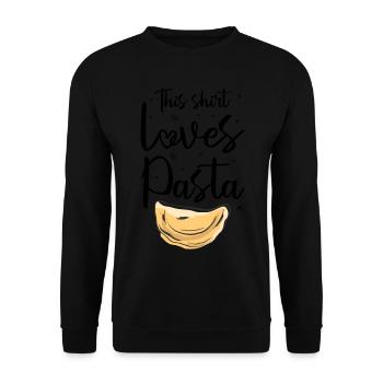 This Shirt loves Pasta | Pasta Lover - Unisex Sweatshirt - black - Front - Alina (178cm) & Michal (187cm)