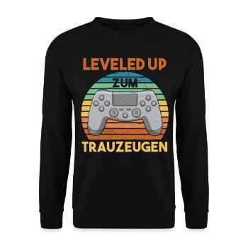 Zocket Gaming Gamer Hochzeit Trauzeuge - Unisex Pullover - Schwarz - Vorne - Alina (178cm) & Michal (187cm)