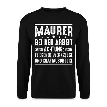 Maurer Spruch - Unisex Pullover - Schwarz - Vorne - Alina (178cm) & Michal (187cm)