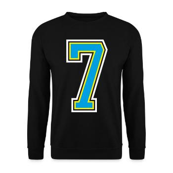 Number number 7 in blue - Unisex Sweatshirt - black - Front - Alina (178cm) & Michal (187cm)
