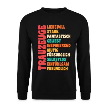 Junggesellinnenabschied Trauzeuge - Unisex Pullover - Schwarz - Vorne - Alina (178cm) & Michal (187cm)