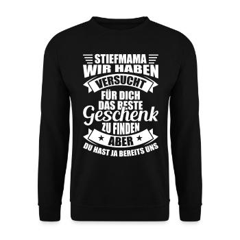 Stiefmutter Geschenk - Unisex Pullover - Schwarz - Vorne - Alina (178cm) & Michal (187cm)