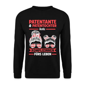 Patentochter Patin Patentante - Unisex Pullover - Schwarz - Vorne - Alina (178cm) & Michal (187cm)