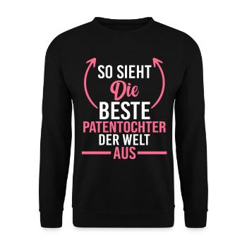 Bestes Patenkind Patentochter - Unisex Pullover - Schwarz - Vorne - Alina (178cm) & Michal (187cm)