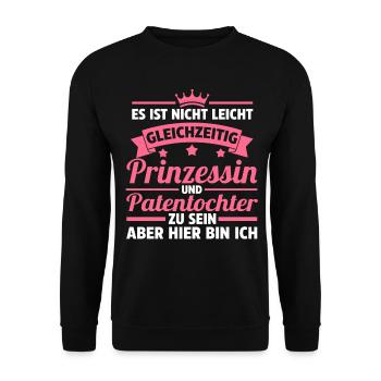 Patentochter Patenkind - Unisex Pullover - Schwarz - Vorne - Alina (178cm) & Michal (187cm)