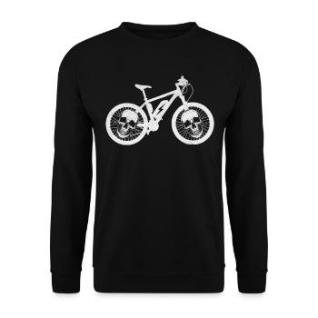Fahrrad mit Totenköpfen auf Rädern Radfahren - Unisex Pullover - Schwarz - Vorne - Alina (178cm) & Michal (187cm)