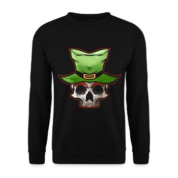 Crâne portant un chapeau vert le jour de la Saint-Patrick - Sweat-shirt Unisexe - noir - Devant - Alina (178cm) & Michal (187cm)