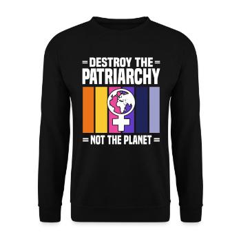 Feminismus Gleichberechtigung Frauenpower Spruch - Unisex Pullover - Schwarz - Vorne - Alina (178cm) & Michal (187cm)