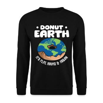 Donut Earth – Flat, Round & Hollow - Unisex Sweatshirt - black - Front - Alina (178cm) & Michal (187cm)