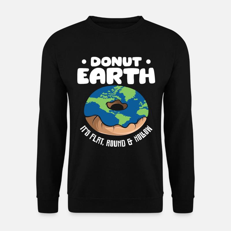 Donut-Erde – Flach, rund & hohl - Unisex Pullover - Schwarz